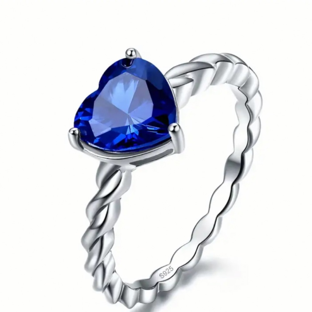 Sterling silver .925 synthetic sapphire ring size 9